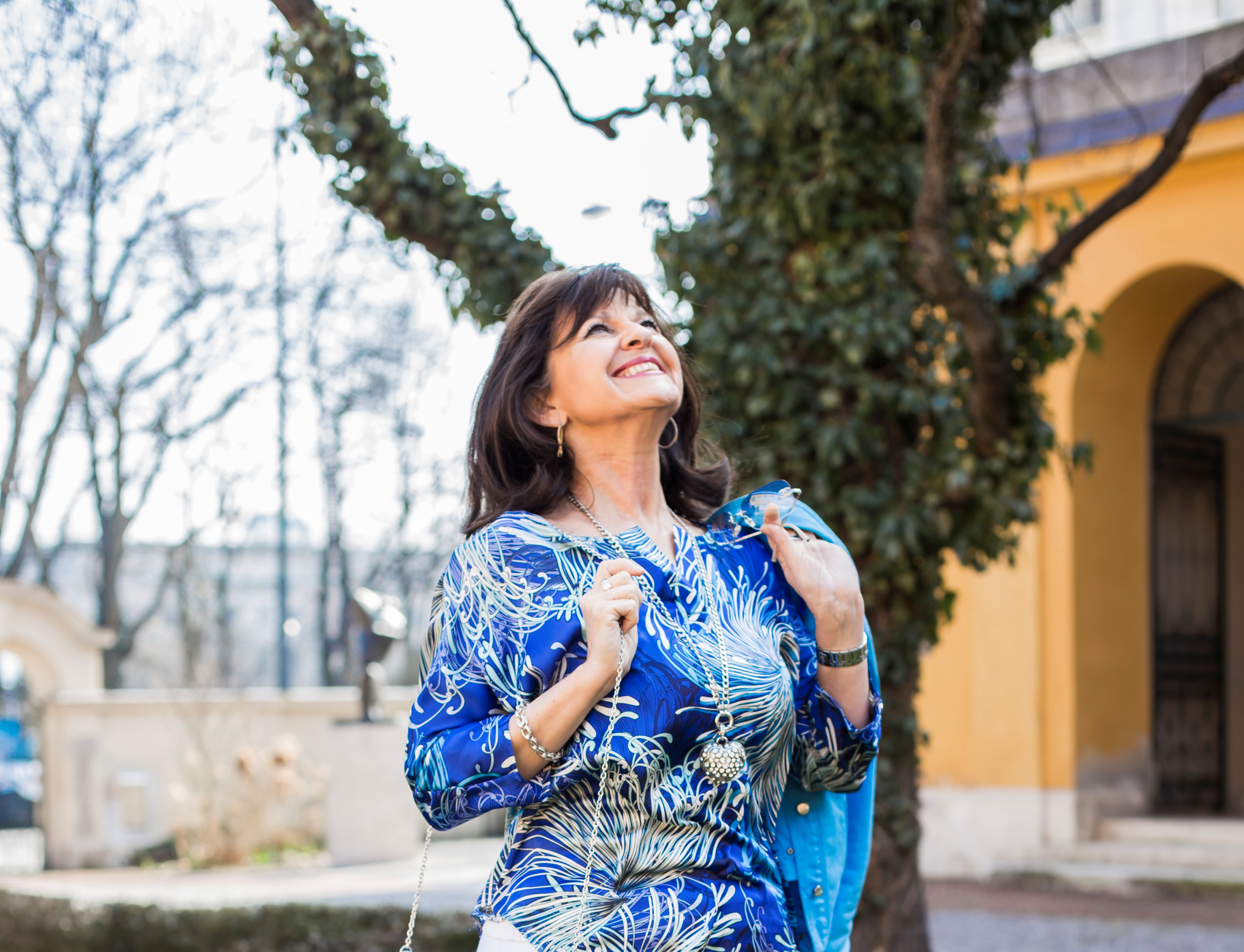 Blaue Tunika Oberteil