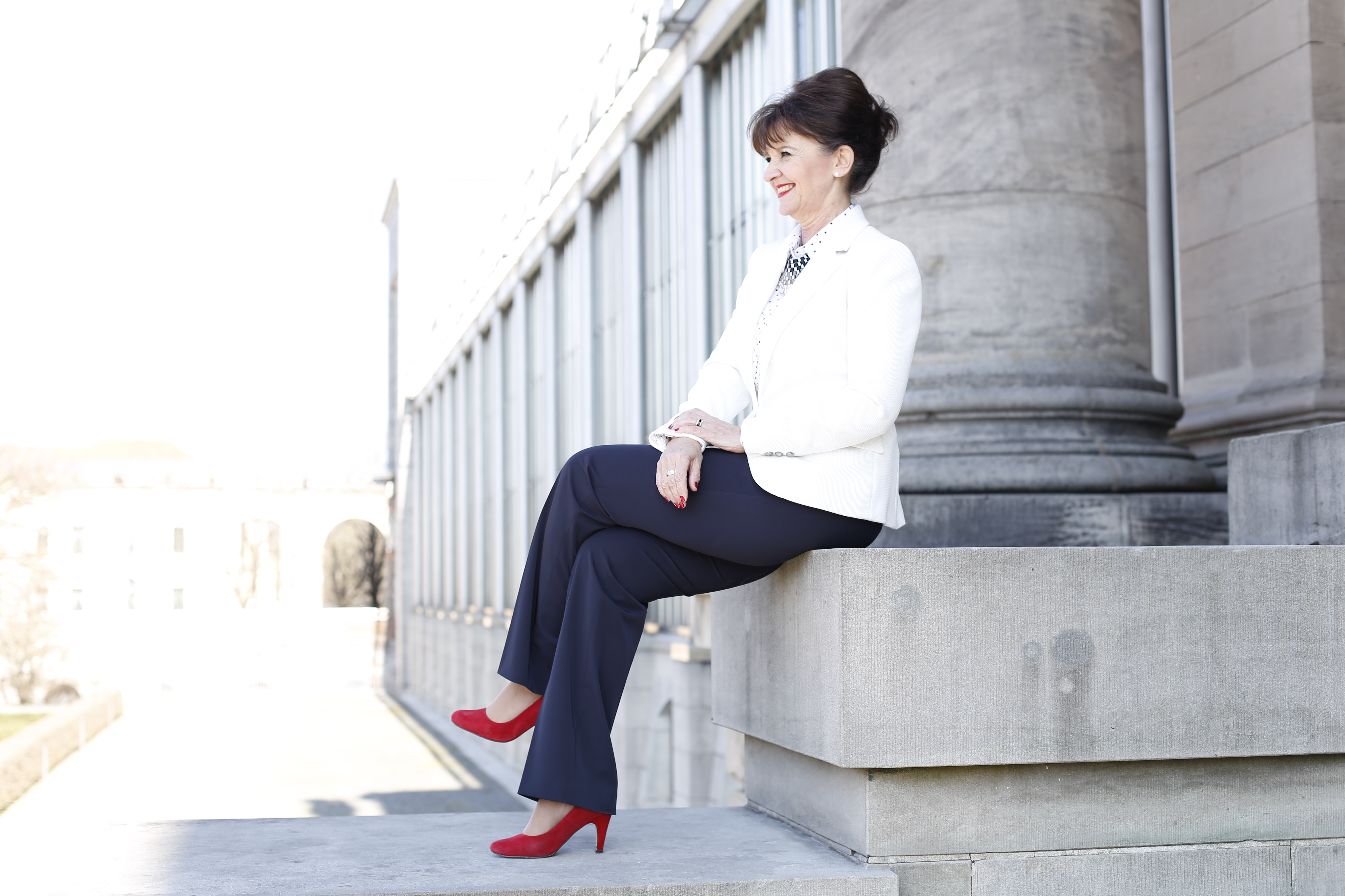 Business Look weiß blau - Top