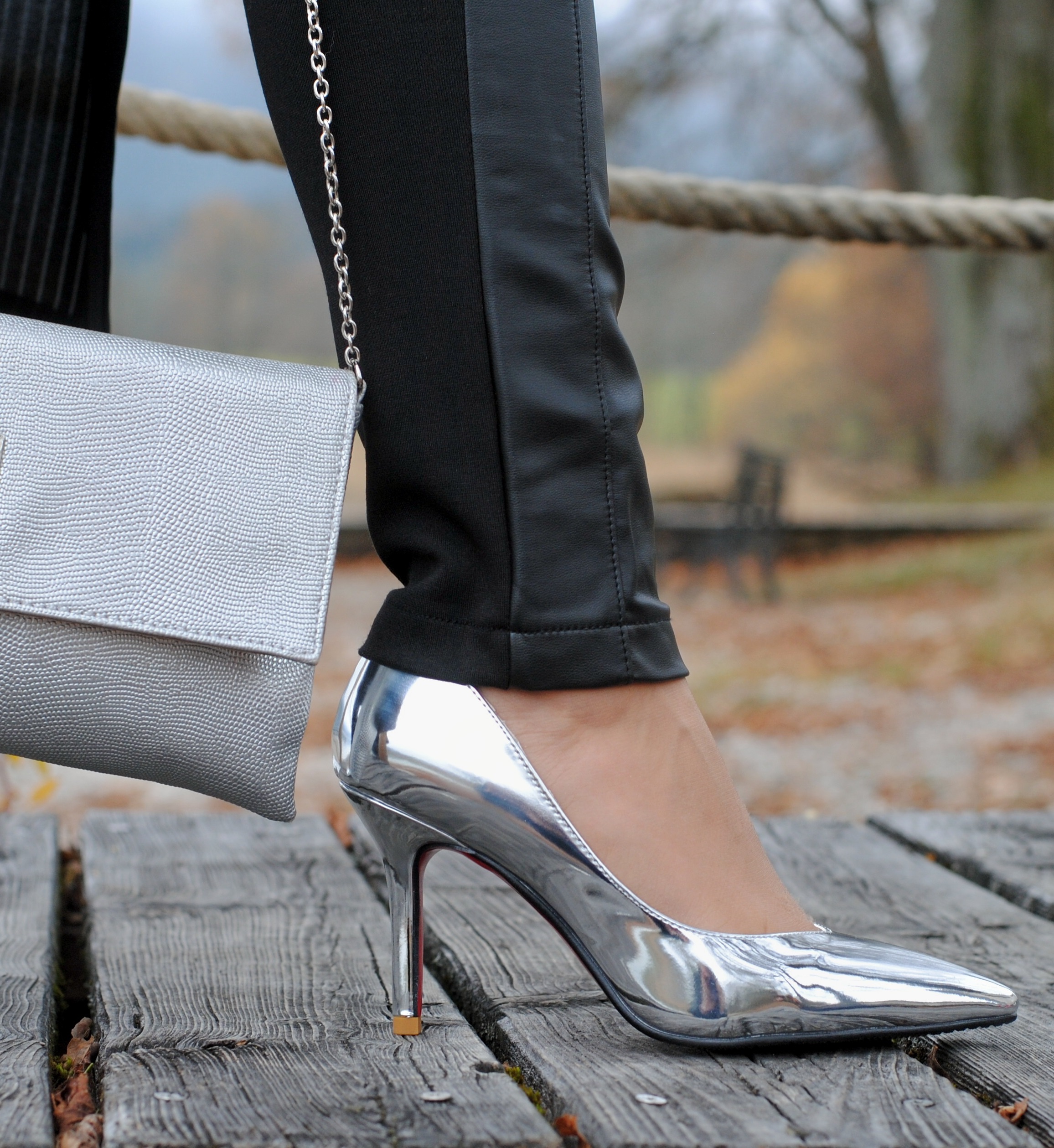 silberner-schuh-mit-tasche