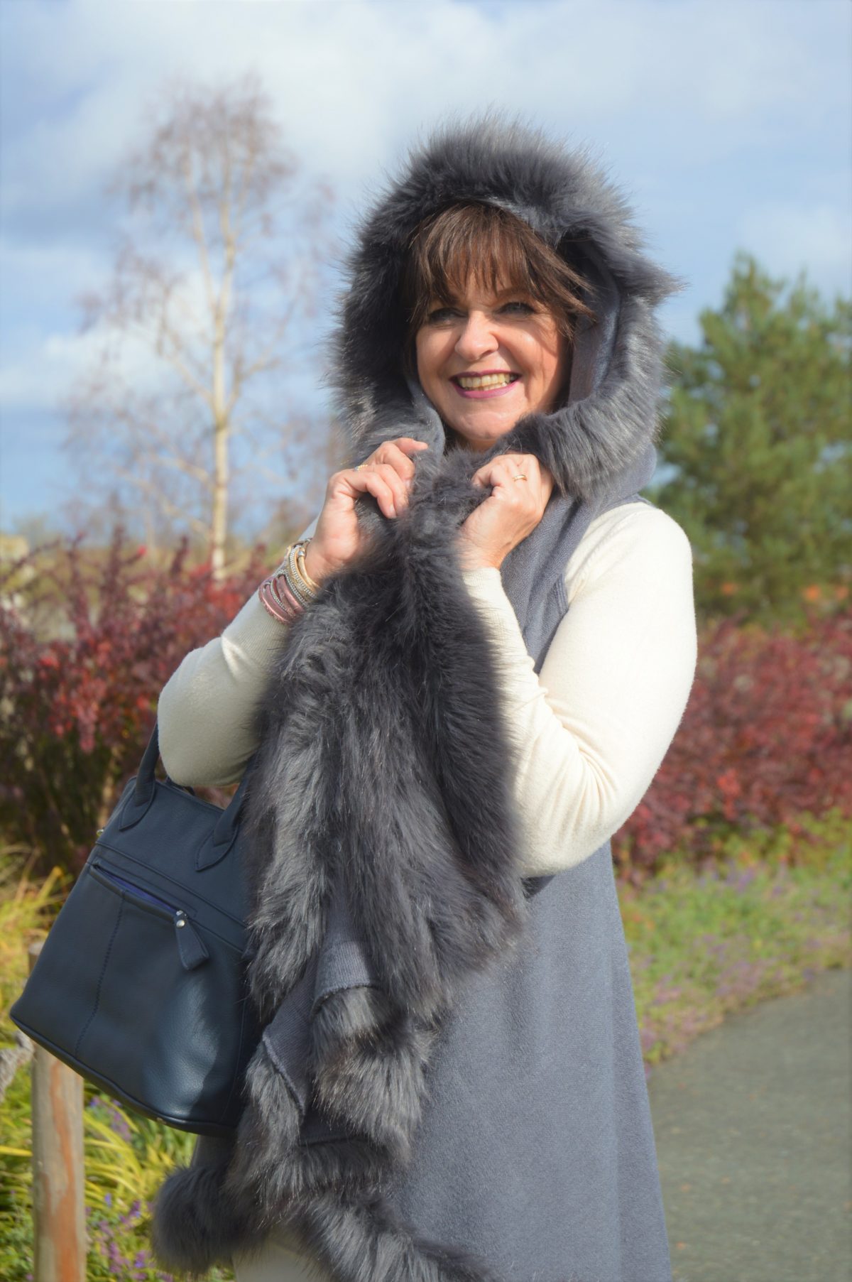 Poncho mit Fake Fur für Frauen 50plus