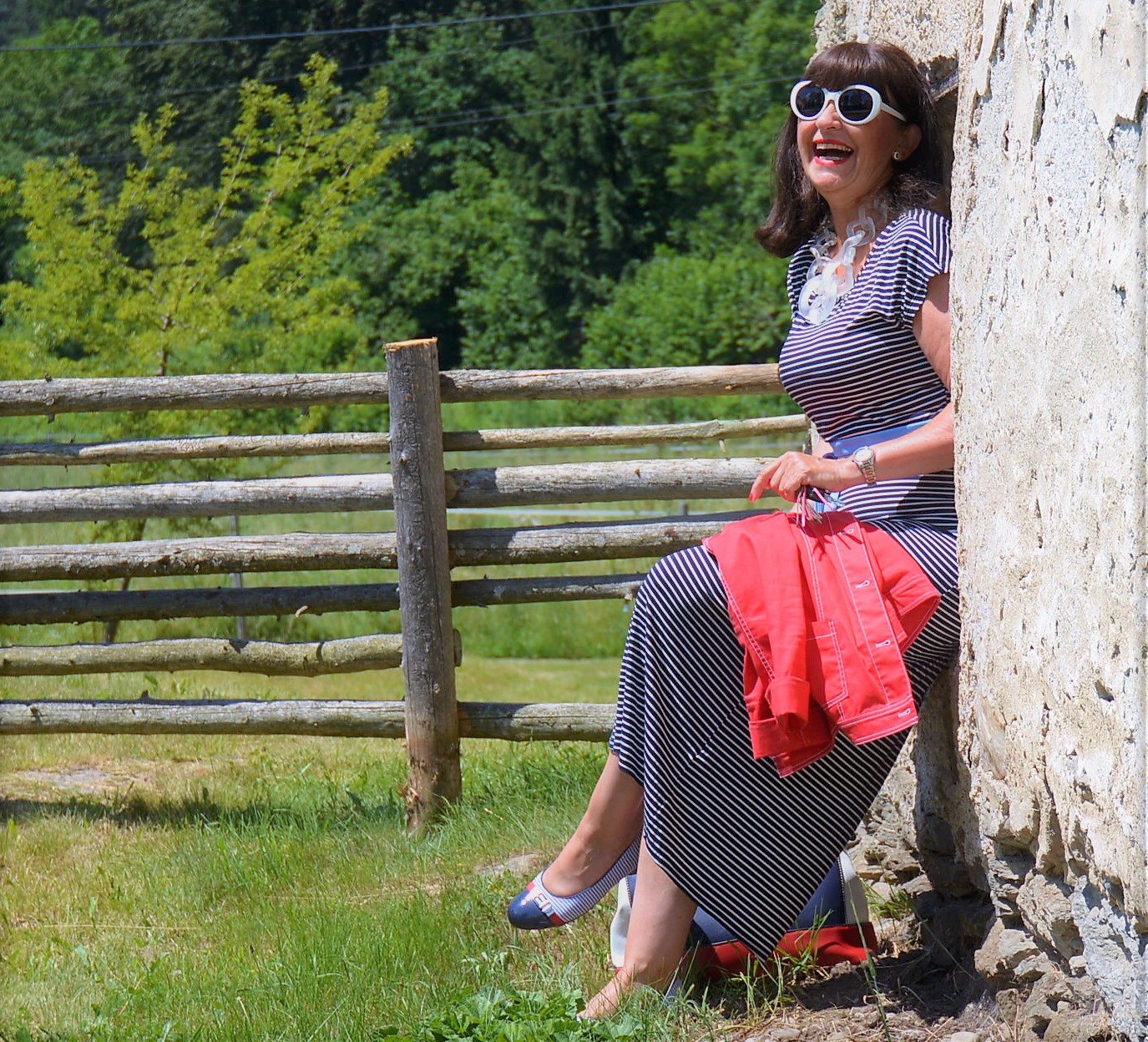 gestreiftes Maxikleid