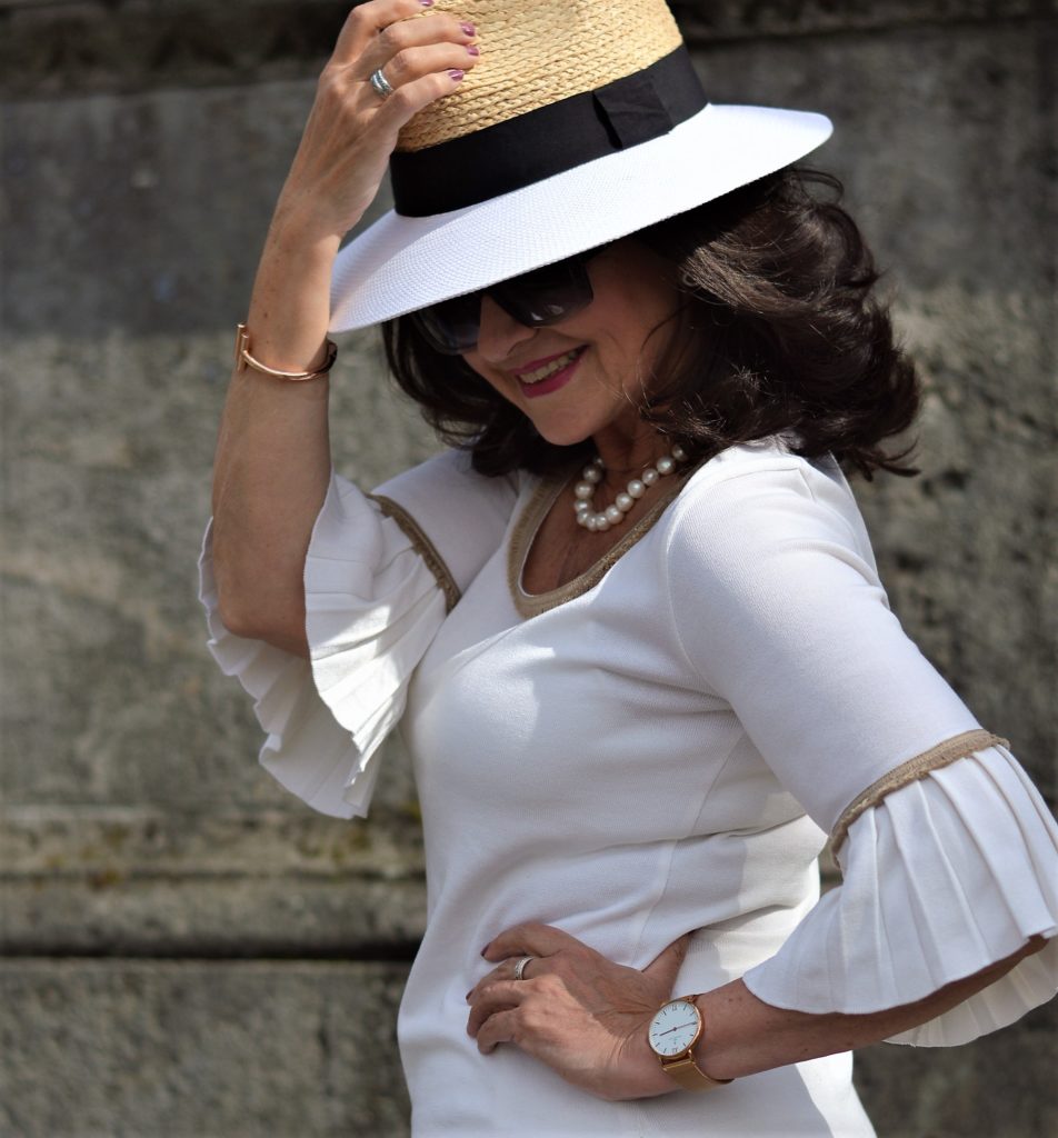 Strohhut beige schwarz