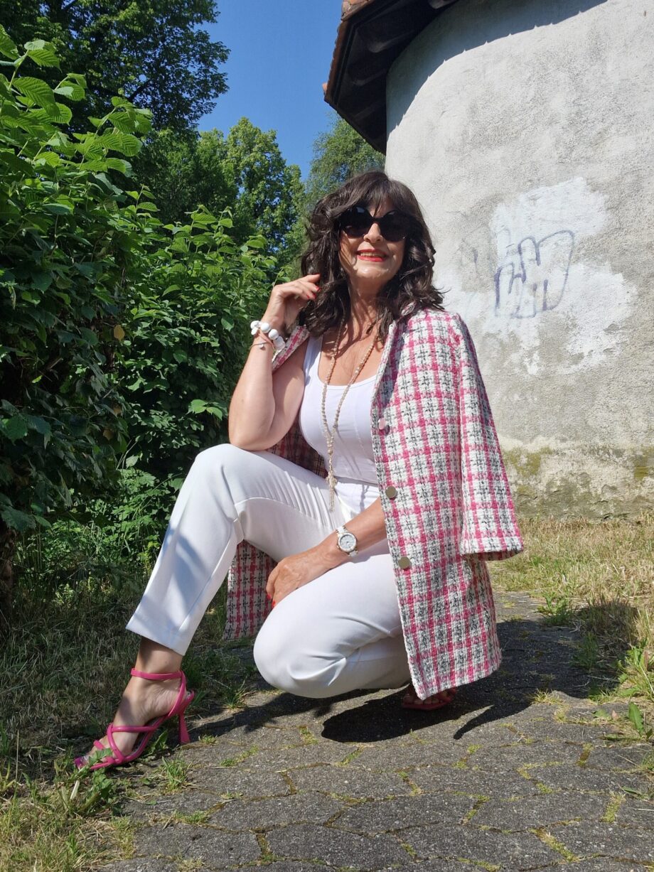 Blazer in pink weiß